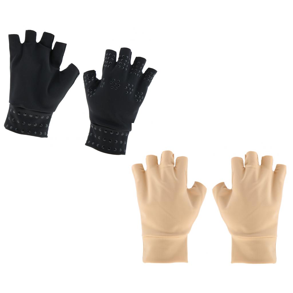 2 Pairs Magnetic Anti Arthritis Health Compression Gloves Fingerless Glove