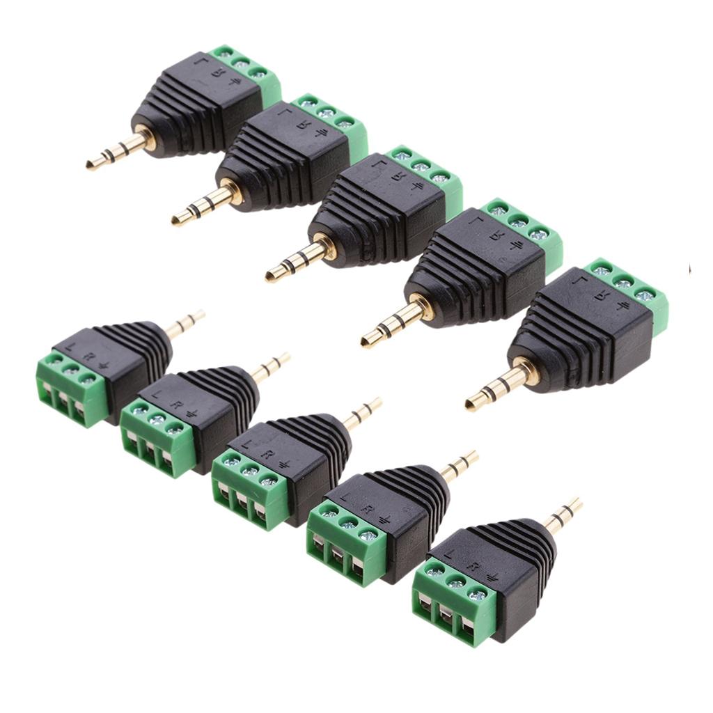 10 Pieces 3.5mm 3 Pole Stereo Audio Vedio Male to 3 Screw Terminal