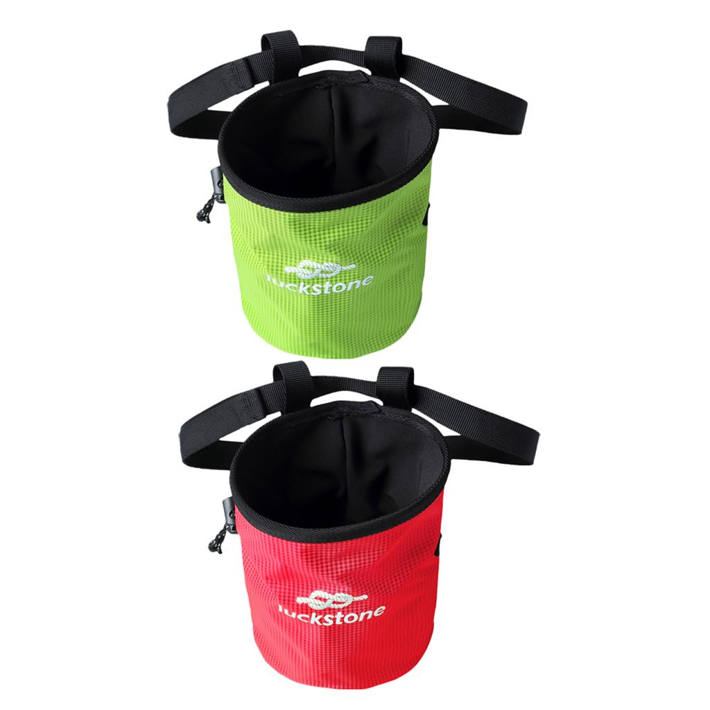 2 Pieces Rock Climbers Outdoor Climbing Chalk Bag with Adjustable Belt