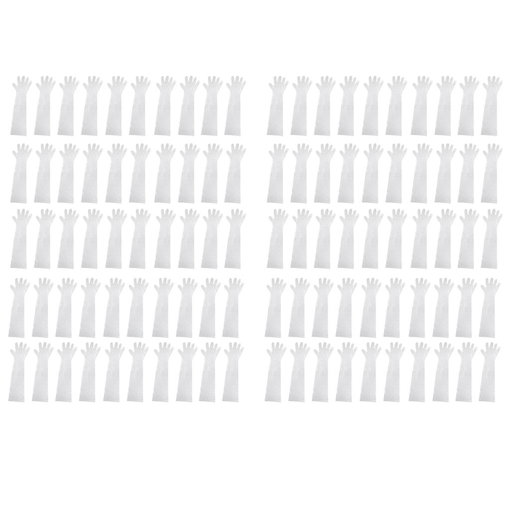 100 Pieces Long Arm Length Disposable Pond Aquarium Veterinary Gloves Clear