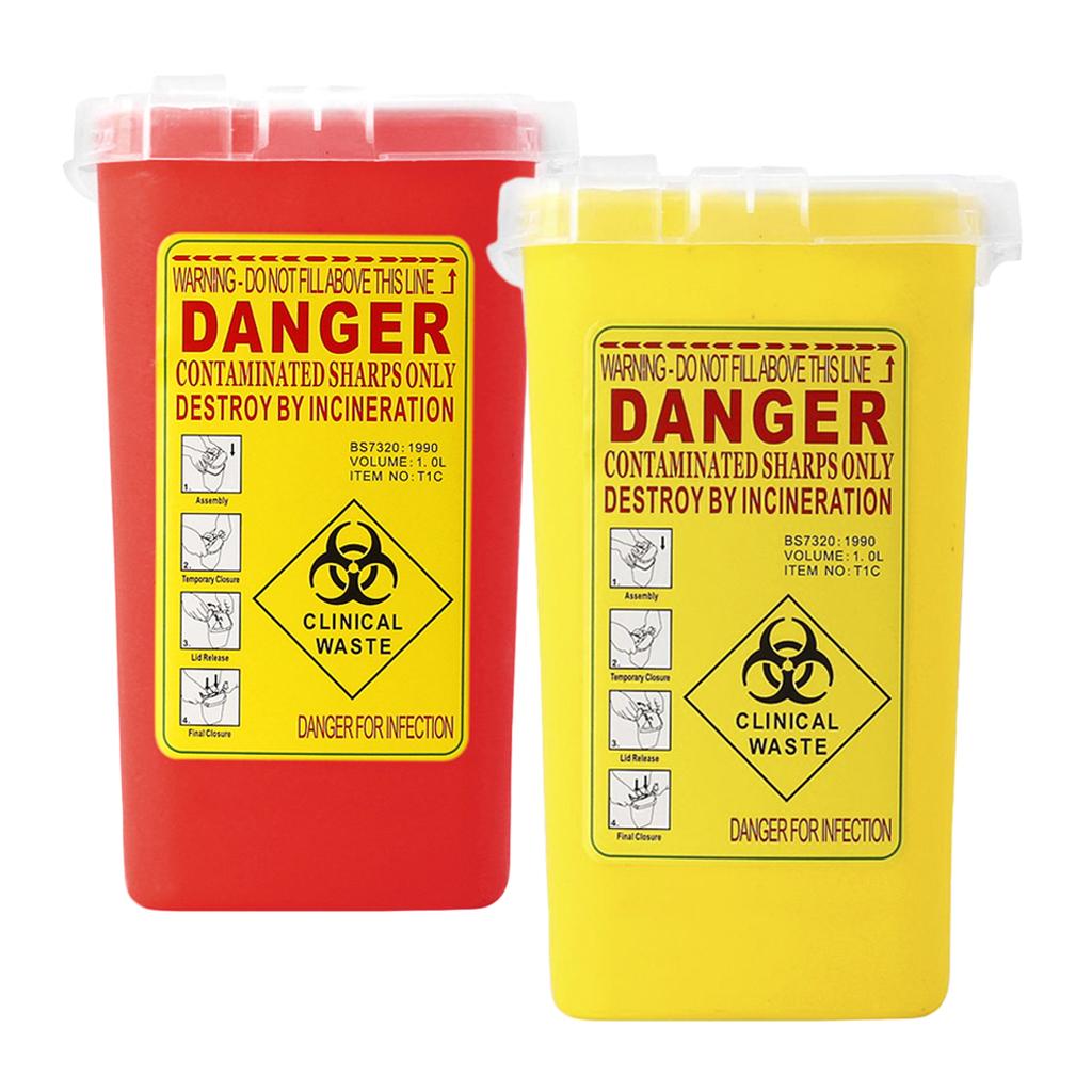 2 Pieces Sharps Container Biohazard Needle Disposal Tattoo Waste Bin