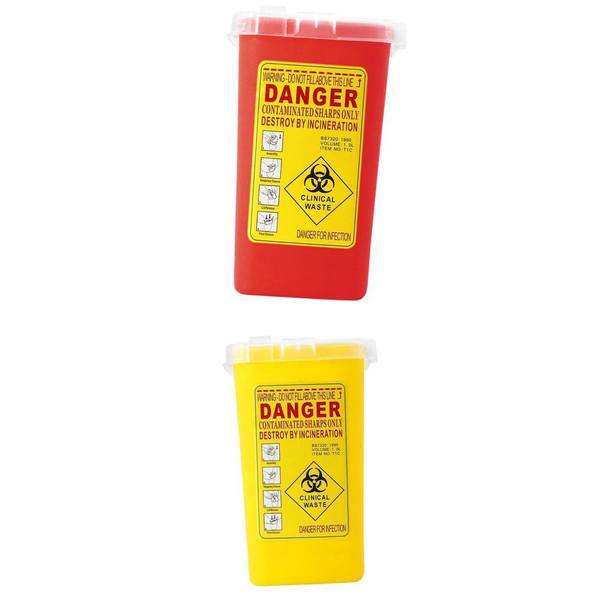 2 Pieces Sharps Container Biohazard Needle Disposal Tattoo Waste Bin