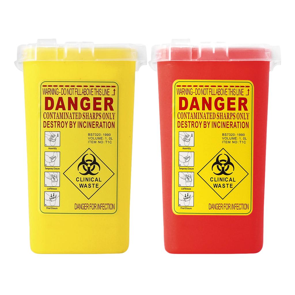 2 Pieces Sharps Container Biohazard Needle Disposal Tattoo Waste Bin