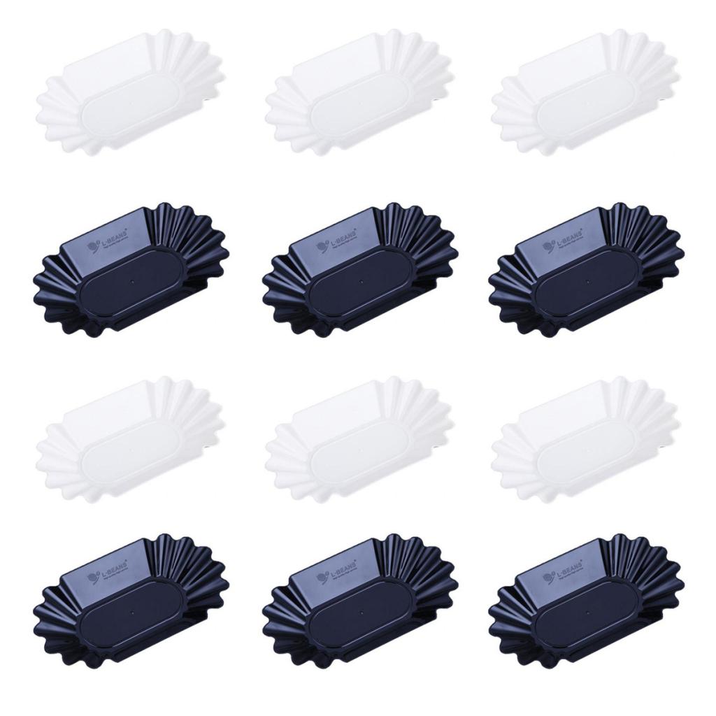12 piece Coffee Bean Display Tray Snack Serving Tray Oval Tray Black & White