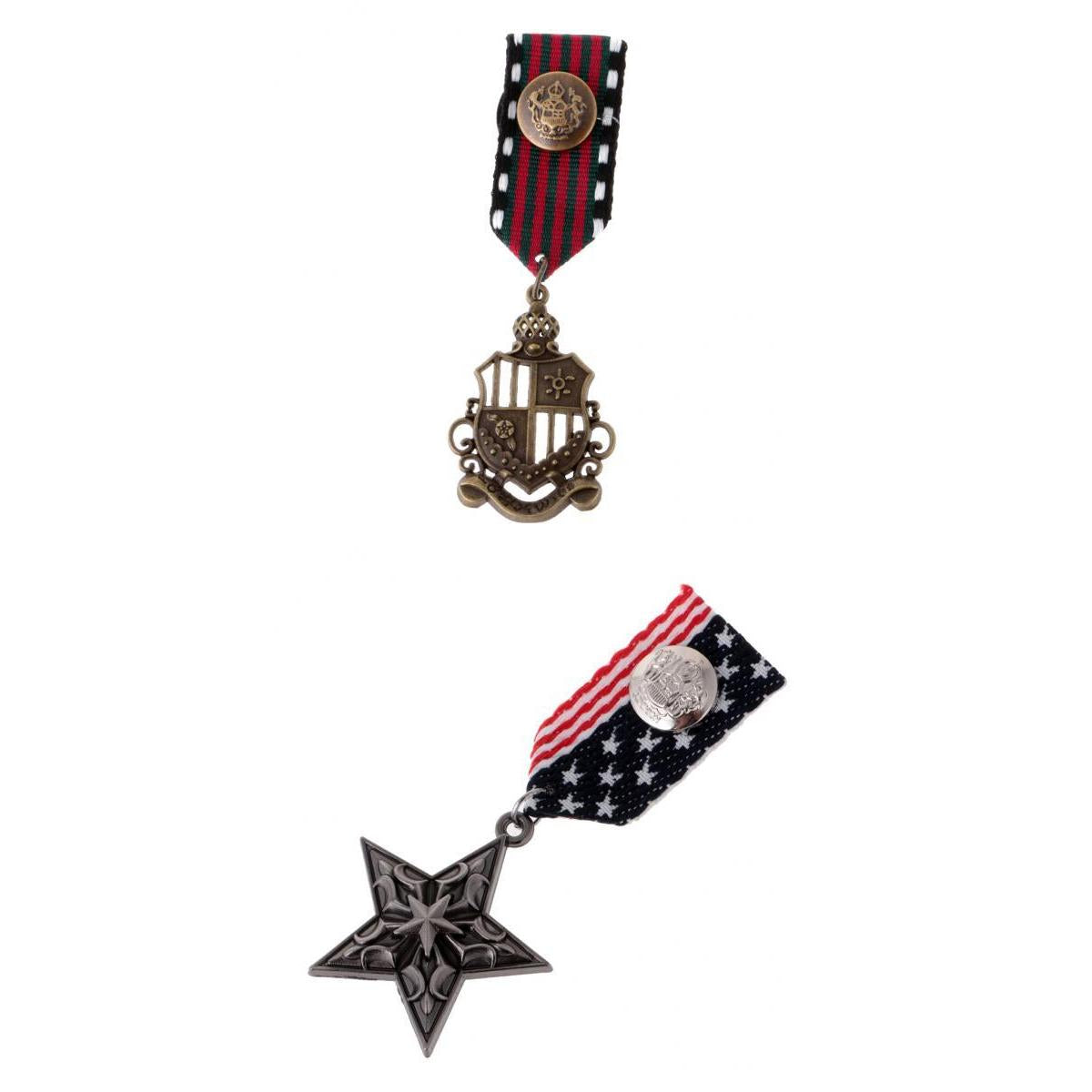 2Pcs Military Badge Brooch Pin Star Metal Collar Pin for Men's Suit Colorful