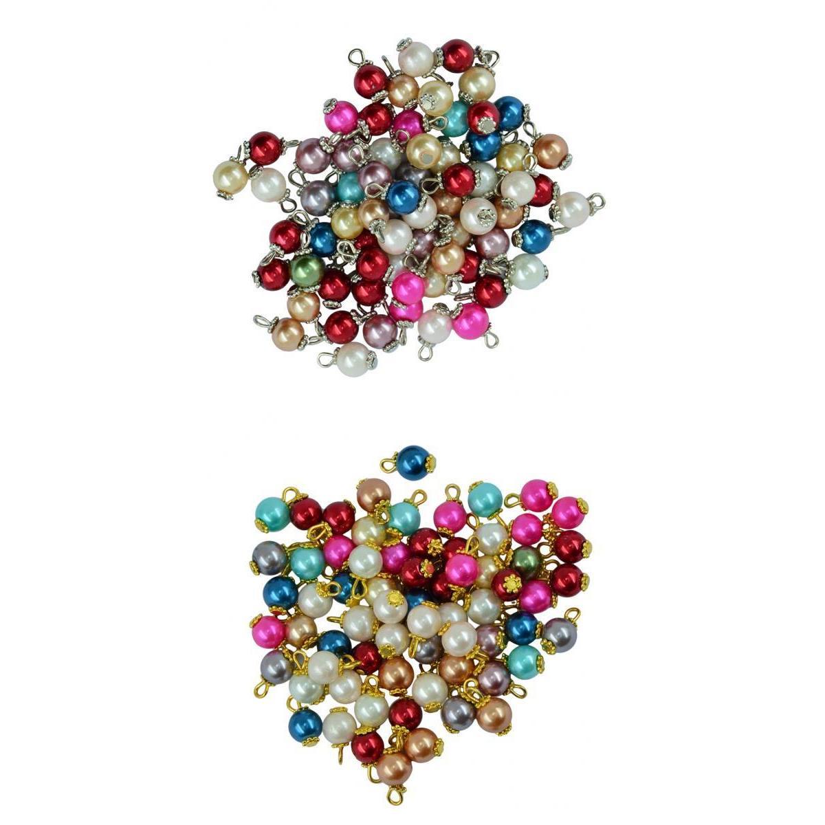 100 Pieces Colorful Glass Pearl Flat Daisy Charms Pendant Jewelry DIY Crafts
