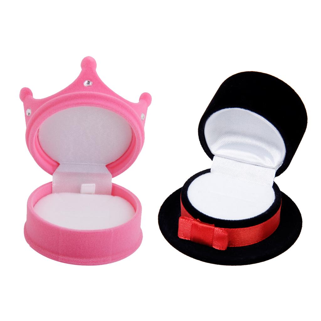 2 Pieces Velvet Ring Jewelry Display Storage Box Case Holder Organizer