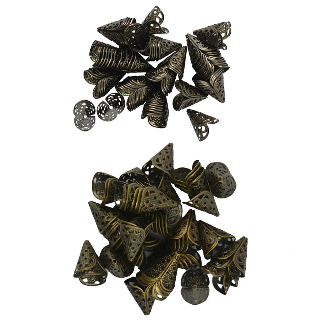 100 Pieces 16mm Filigree Hollow Cone Bead Caps DIY Makings Findings Craft