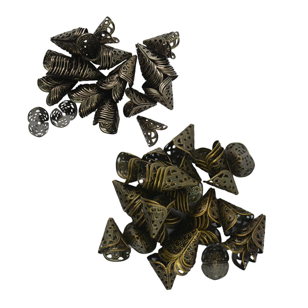 100 Pieces 16mm Filigree Hollow Cone Bead Caps DIY Makings Findings Craft