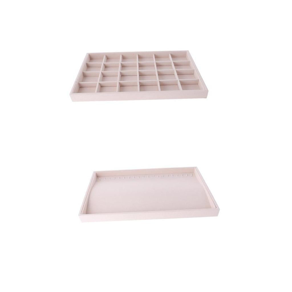 1Pc 24 Grids Ring Earrings Organizer +1Pc Necklace Jewelry Display Box Tray
