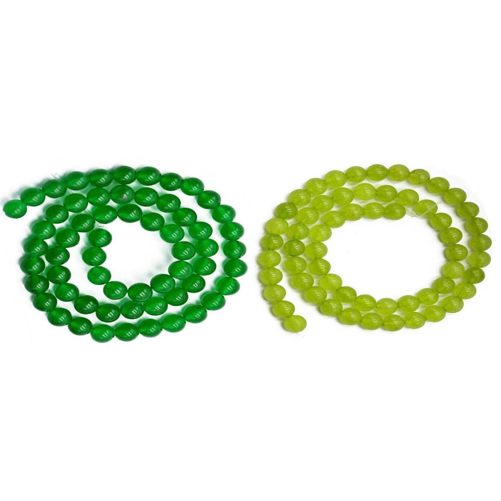 2Pcs 5.5inch Green Faceted Round Jade Gemstone Loose Spacer Beads