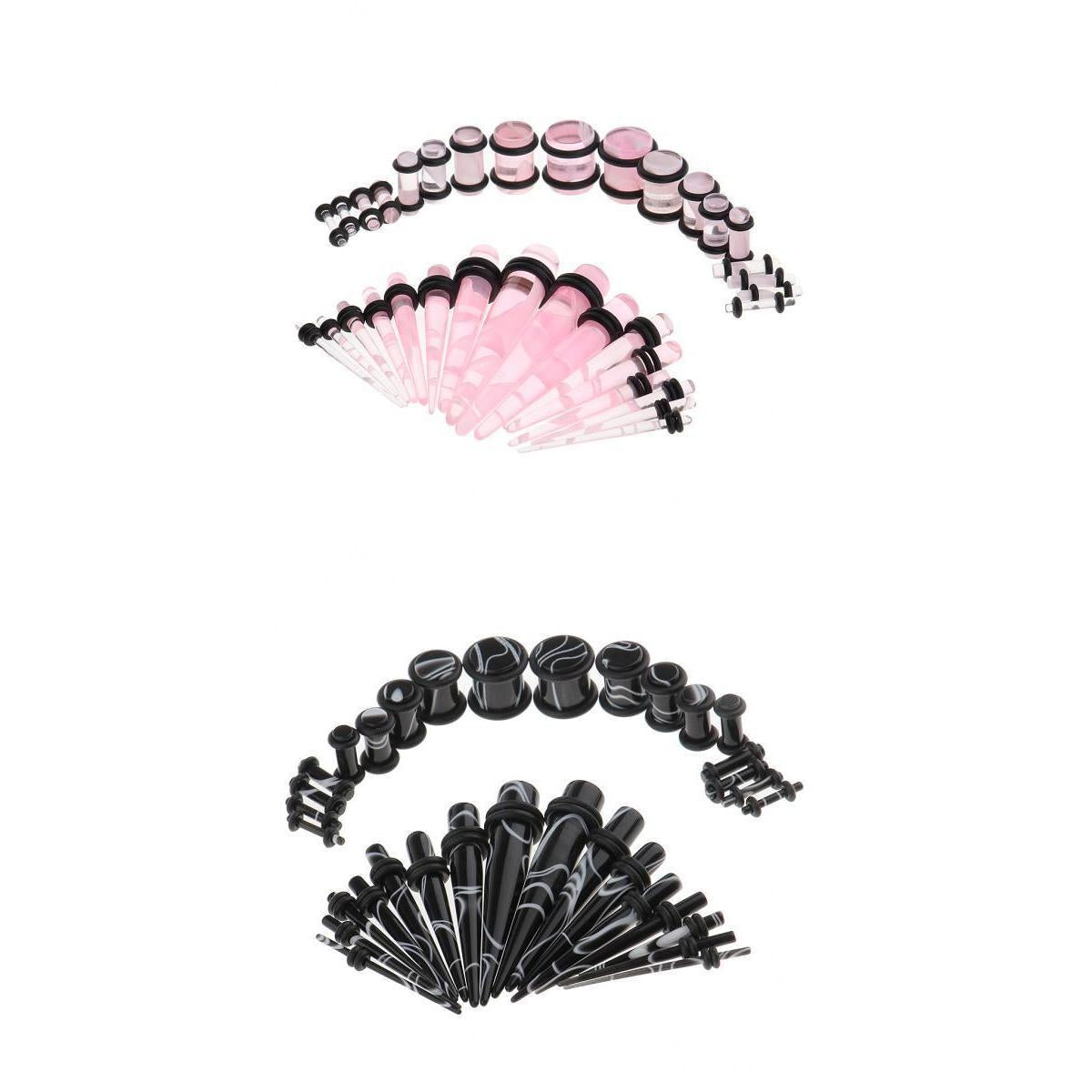 64 Pieces Punk Ear Gauges Stretching Kit Acrylic Plug Taper 14G-0G Expander