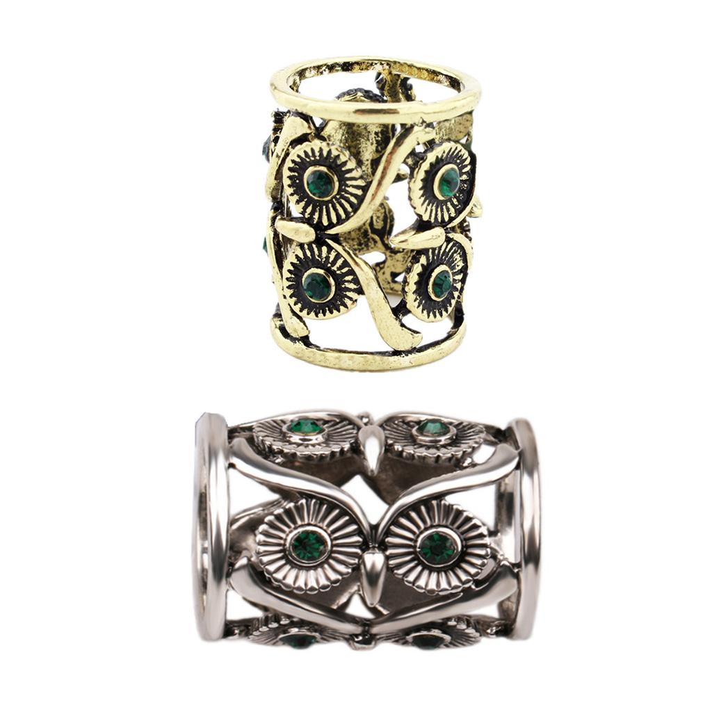 2pcs Vintage Owl Scarf Ring Buckle Brooch Holder Silk Scarf Clip Slide Tube