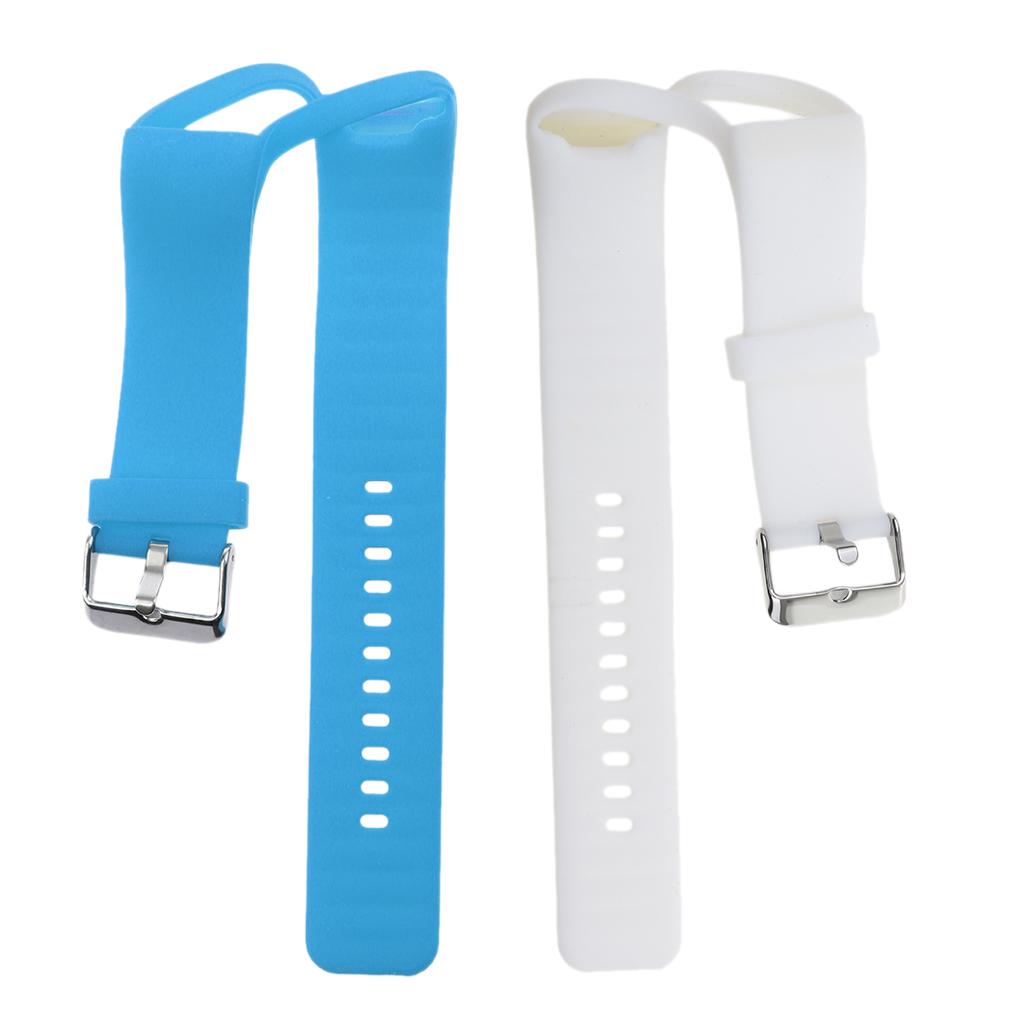 2 Pieces Silicone Wrist Band Replace Strap for Polar A360 Watch Blue+White