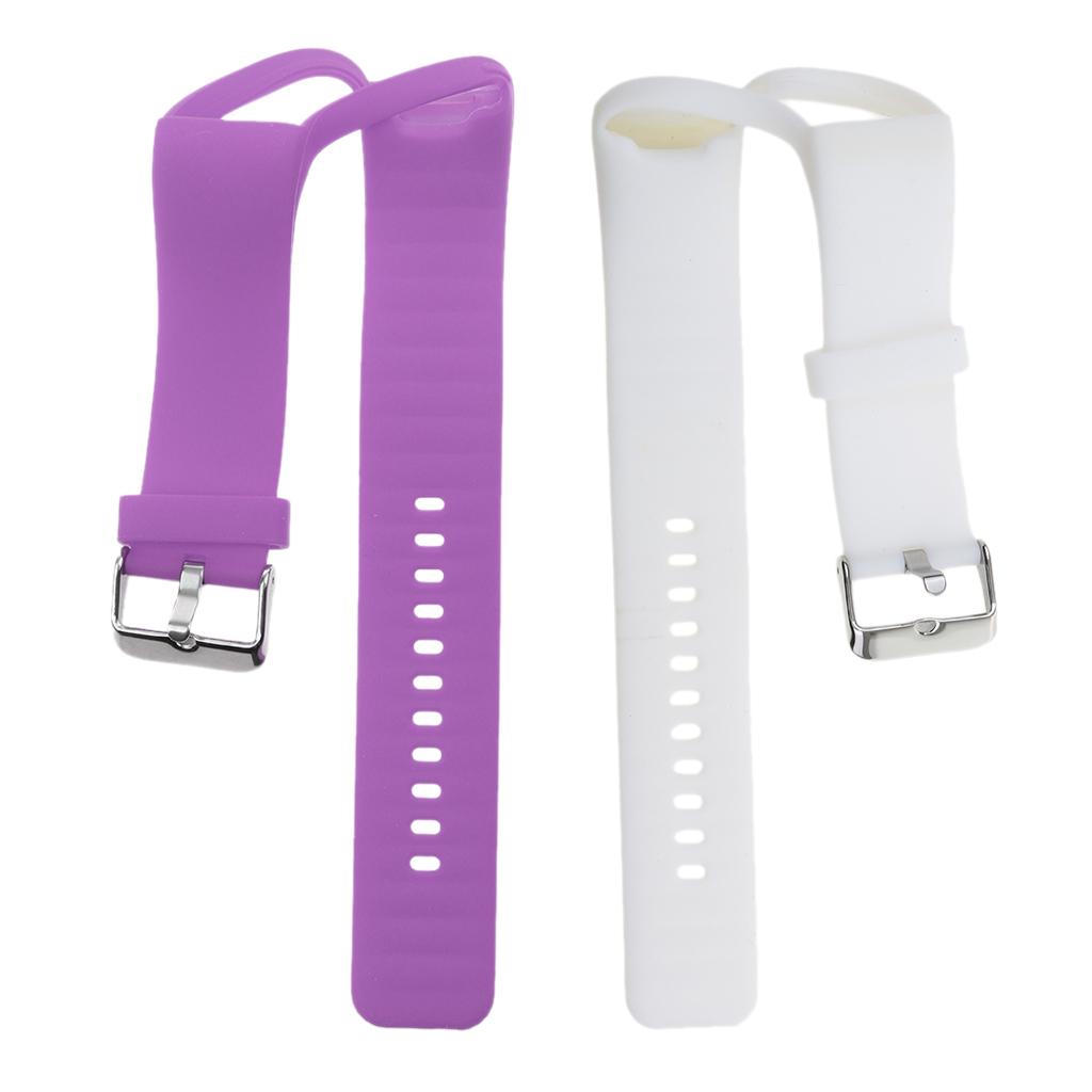 2 Pieces Silicone Wrist Band Replace Strap for Polar A360 Watch Purple+White