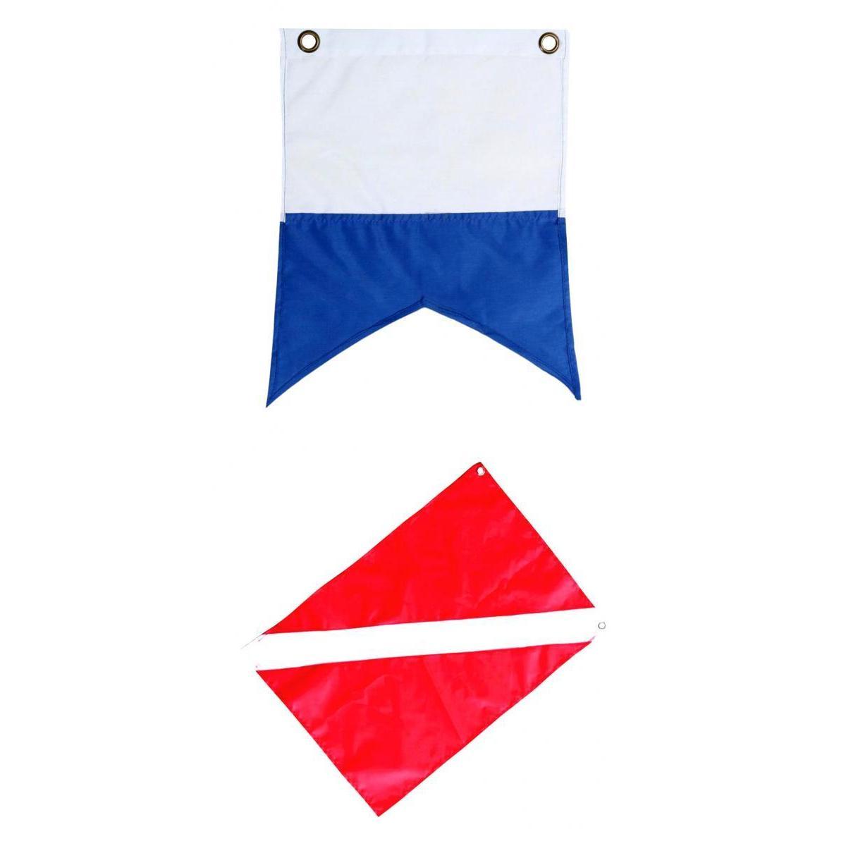 2 Pieces Nylon Diver-Down Boat Flag, Scuba Dive Flag Marker 60x70cm 30x35cm