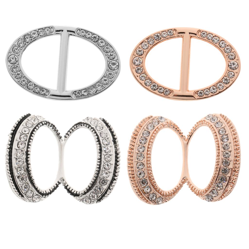 4 Pieces Rhinestone Scarf Ring Silk Scarf Clip Buckle Slide Lady Jewelry