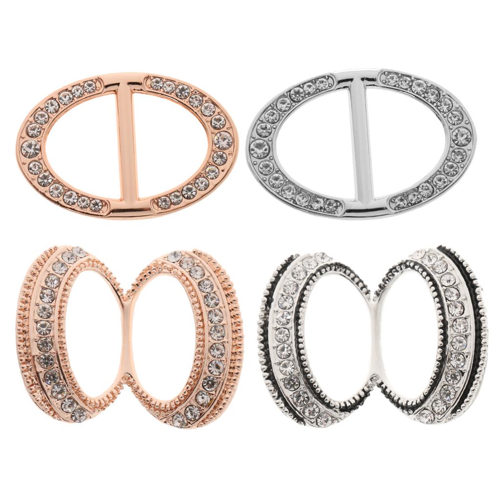 4 Pieces Rhinestone Scarf Ring Silk Scarf Clip Buckle Slide Lady Jewelry
