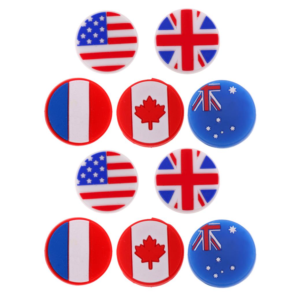 10 Pieces National Flag Silicone Tennis Vibration Dampener Shock Absorber