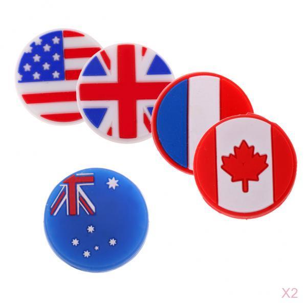 10 Pieces National Flag Silicone Tennis Vibration Dampener Shock Absorber
