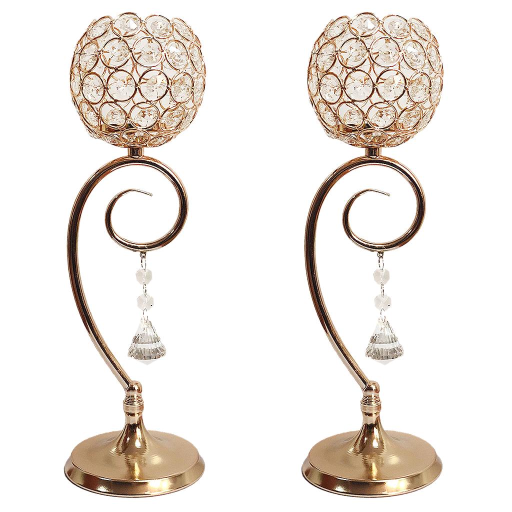 2 Pieces Tea Light Candle Holder Candlestick Wedding Banquet Centerpiece