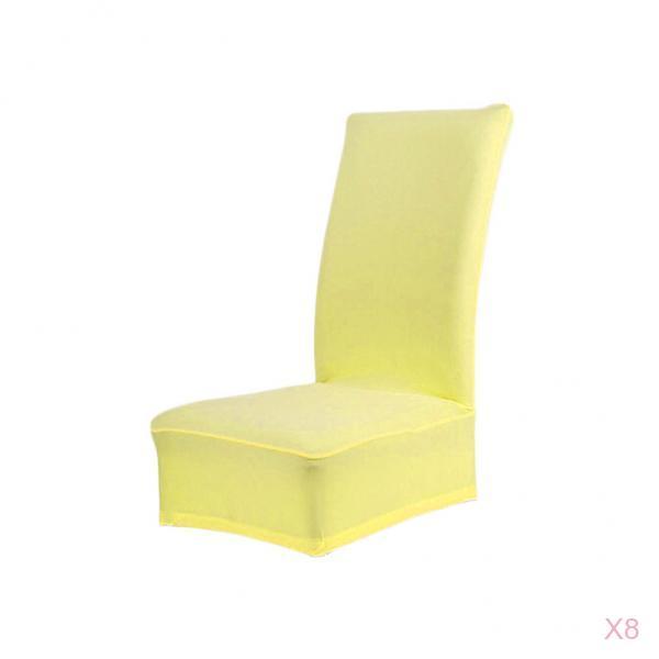 8 Pieces Solid Color Polyester Spandex Dining Room Chair Cover Slipcover