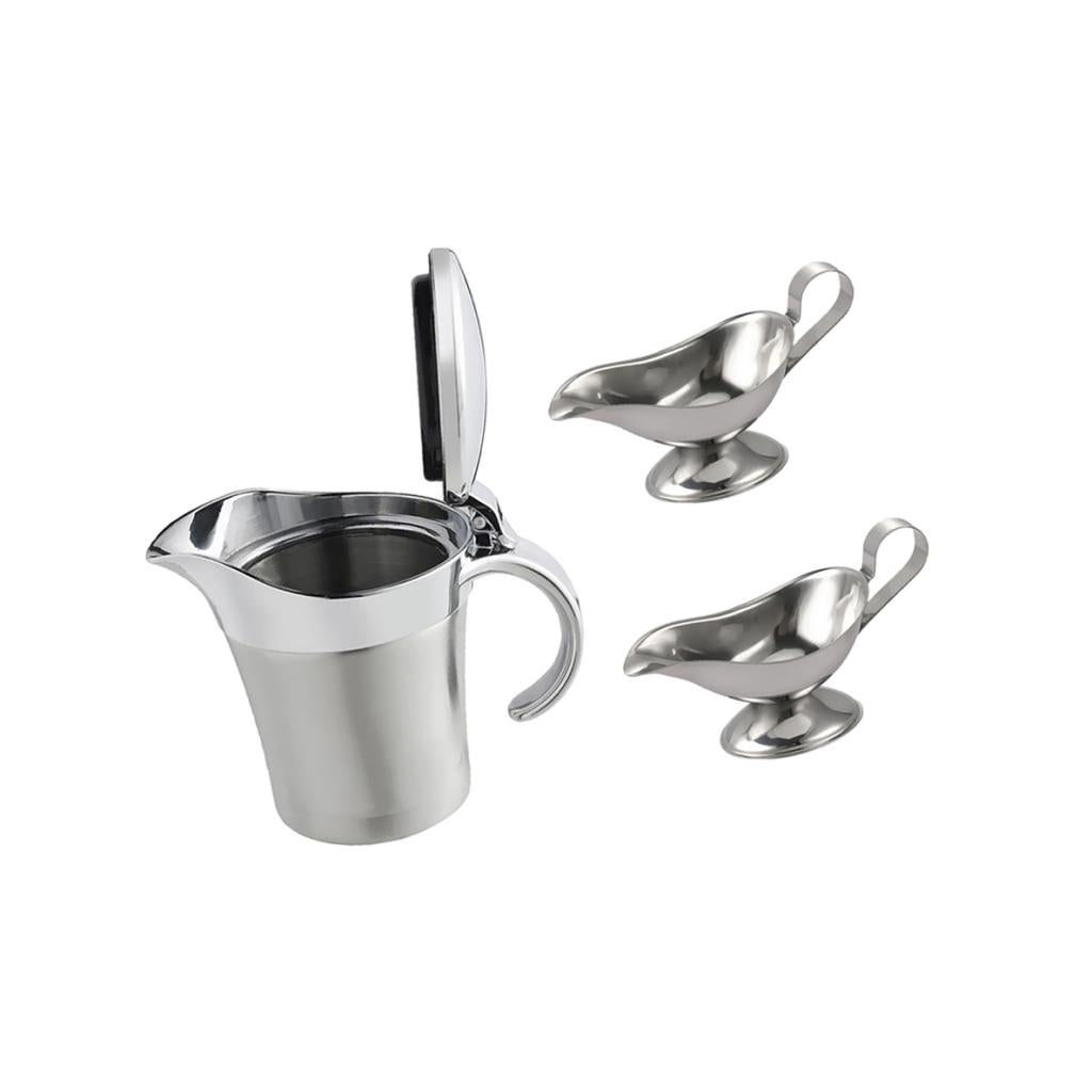 3 pieces Thermal Insulated Double Wall Gravy Sauce Boat Pot Serving Jug