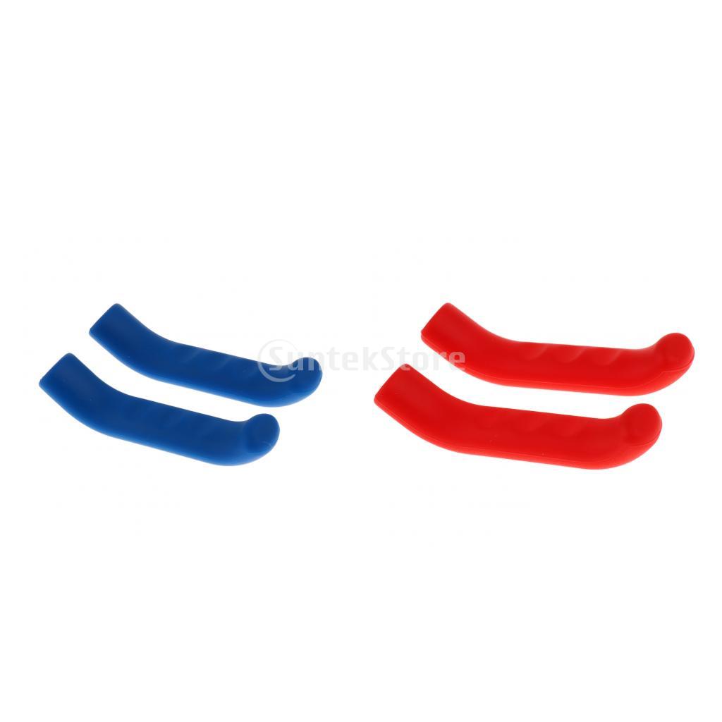 2 Pair Bike Brake Lever Cover Handlebar Grip Protector Brake Sleeve Red Blue