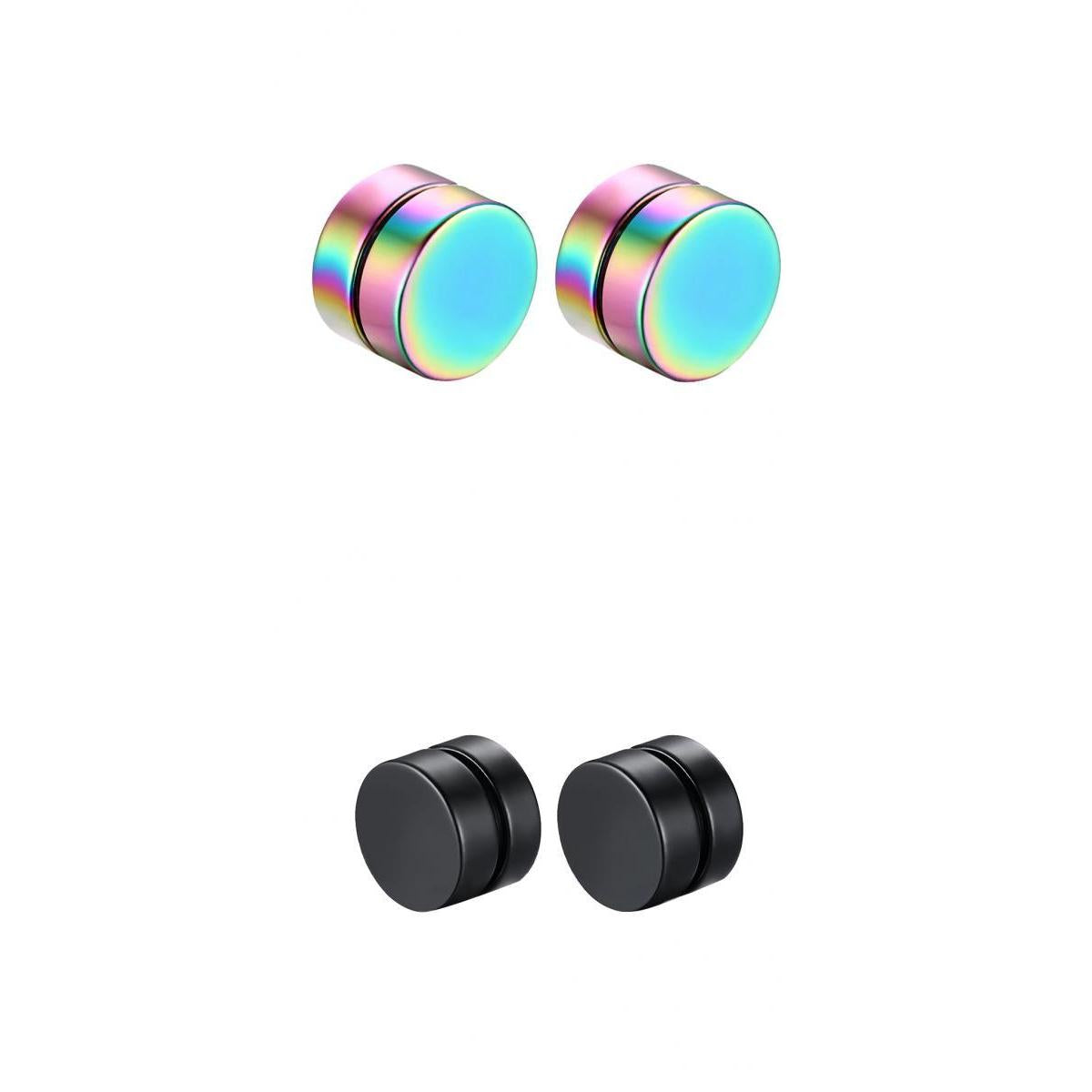 2 Pairs Stainless Steel Magnetic Stud Earrings for Men Women Non Piercing