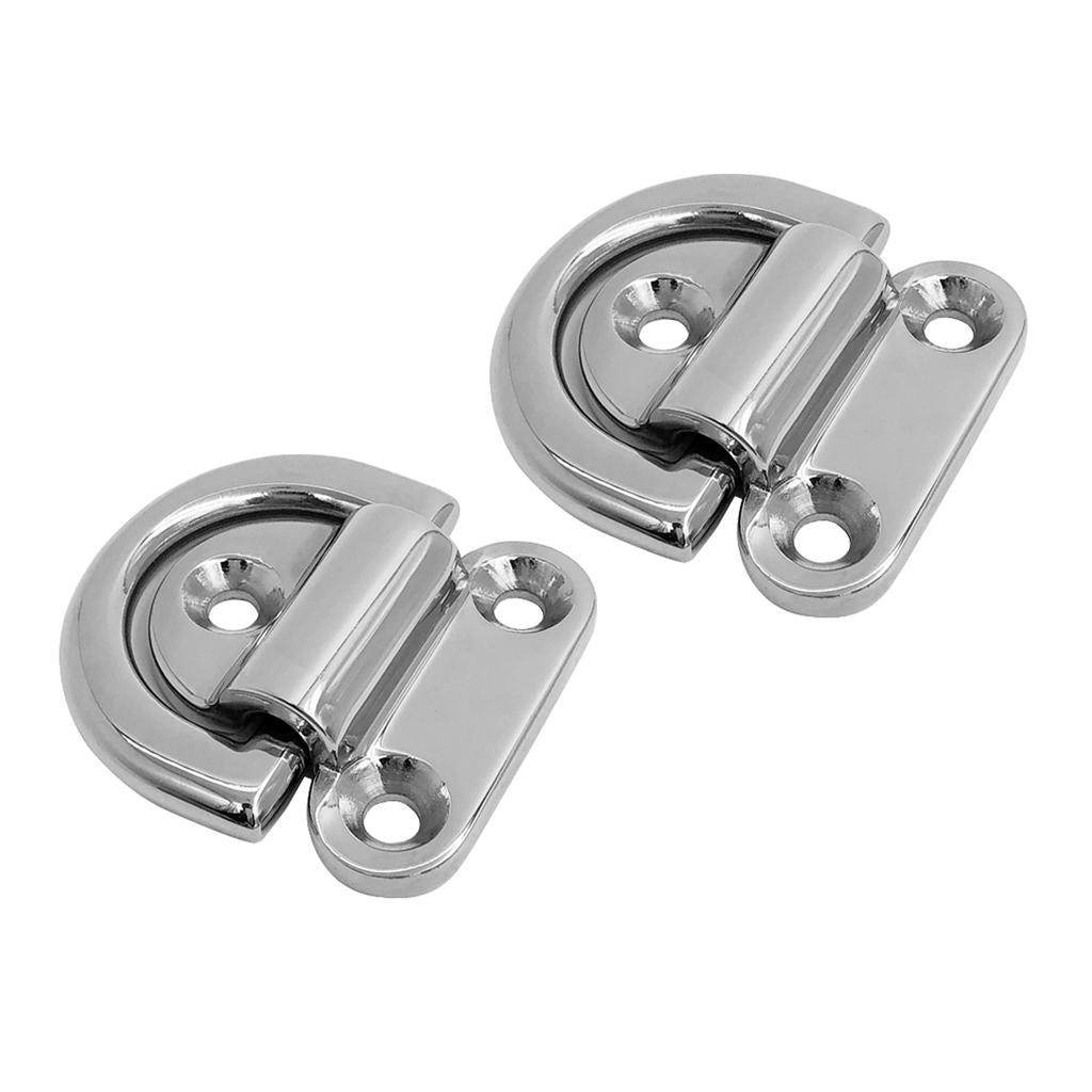 2pcs Small Folding Pad Eye Deck Lashing Ring Staple Cleat for Trailer Boat