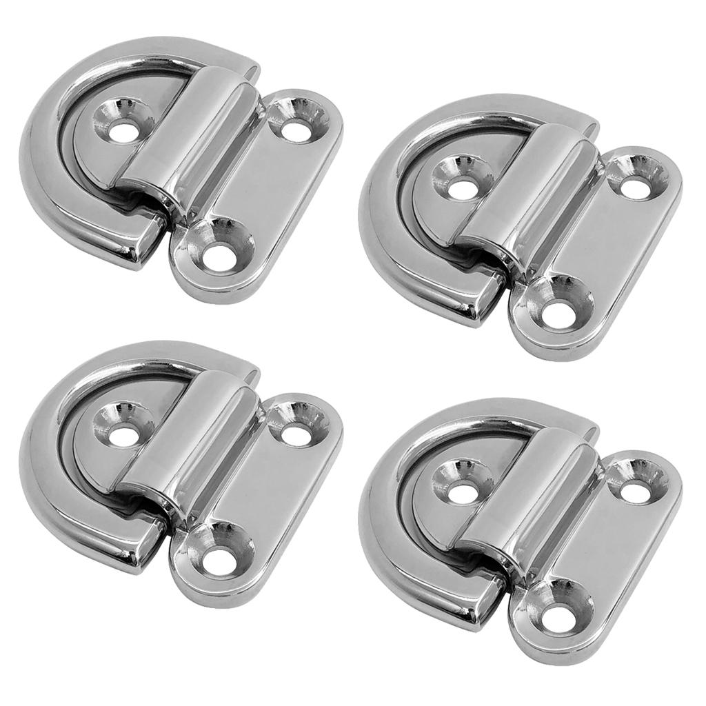 4pcs Small Folding Pad Eye Deck Lashing Ring Staple Cleat for Trailer Boat