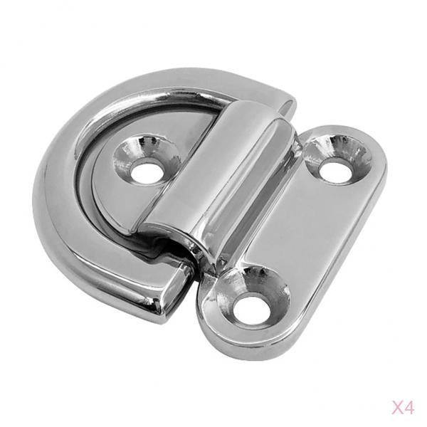 4pcs Small Folding Pad Eye Deck Lashing Ring Staple Cleat for Trailer Boat