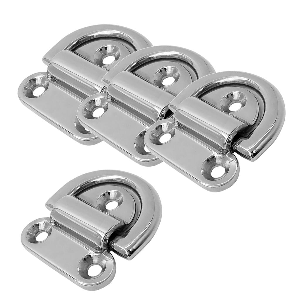 4pcs Large Folding Pad Eye Deck Lashing Ring Staple Cleat for Marine Boat