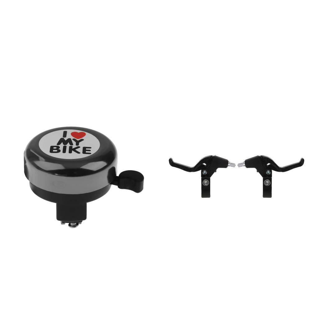 Bike Bell Ring Sound Horn + Universal Lightweight Twin Bike Brake Levers Set