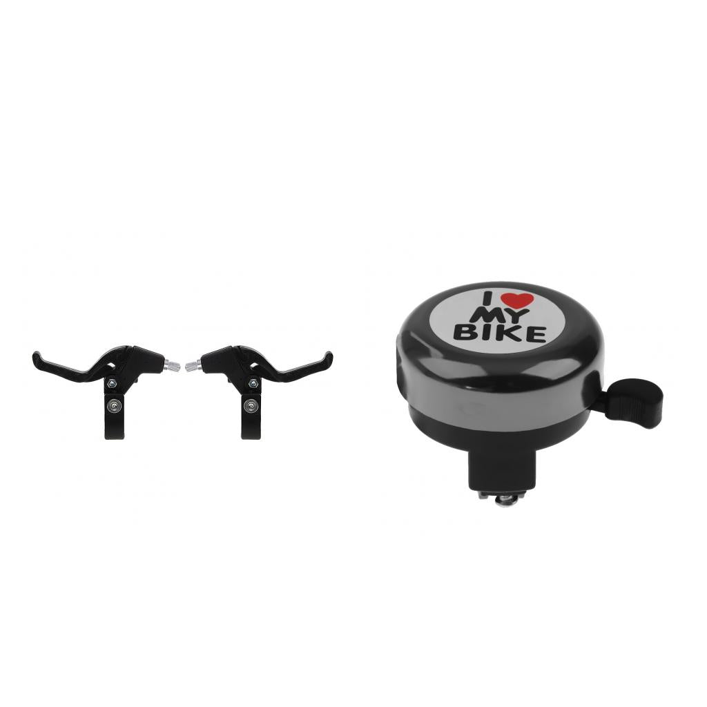 Bike Bell Ring Sound Horn + Universal Lightweight Twin Bike Brake Levers Set