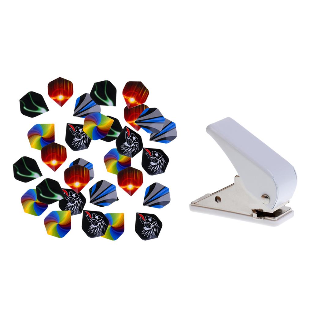 30 Pieces Durable Standard PET Dart Flights with Flight Hole Punch Tool