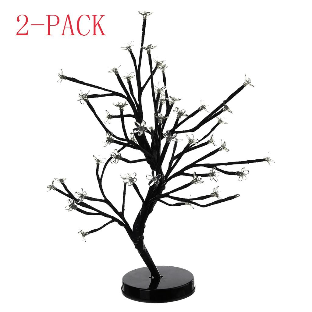 2Pcs 48-led Plum Blossom Tree Lamp Bonsai Light Wedding Party Festival White
