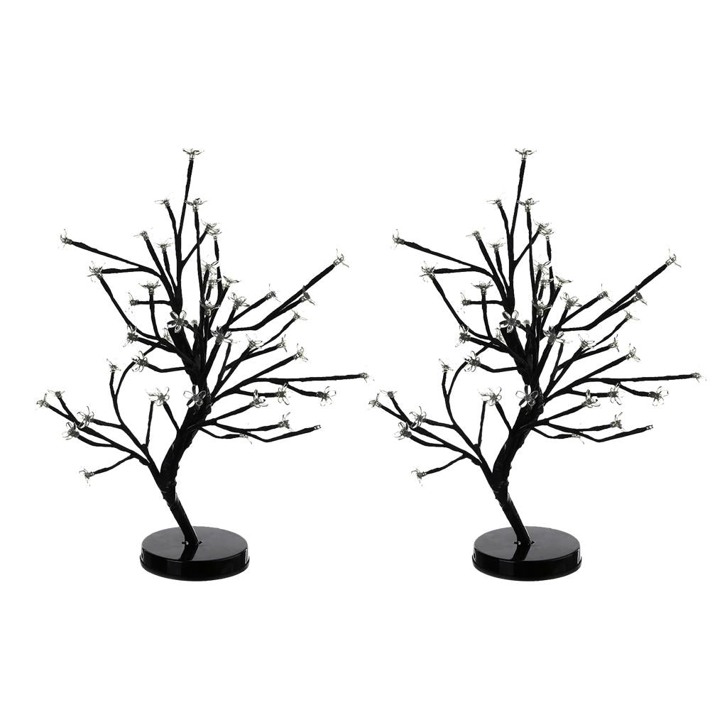 2Pcs 48-led Plum Blossom Tree Lamp Bonsai Light Wedding Party Festival White