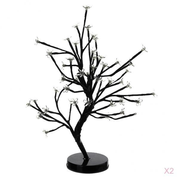 2Pcs 48-led Plum Blossom Tree Lamp Bonsai Light Wedding Party Festival White