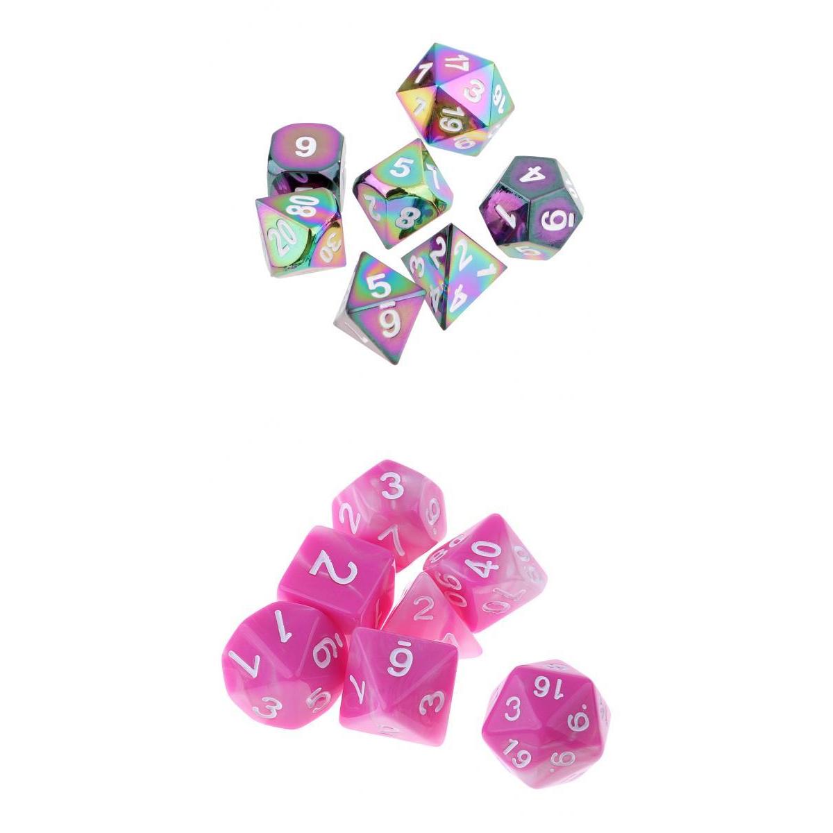 14X Polyhedral Dice 16mm for Dungeons and Dragons Dice Table Game Rainbow