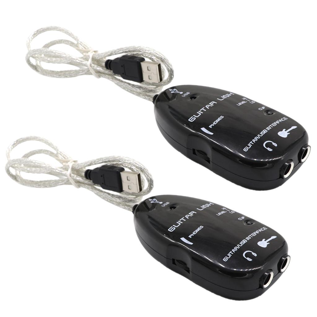 2Pieces Guitar to USB Interface Link Cable Audio for PC/MAC Recording