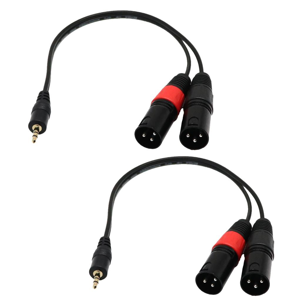 2 Pieces 3.5 mm Stereo 1/8 to Dual Male XLR Splitter Patch Cable "