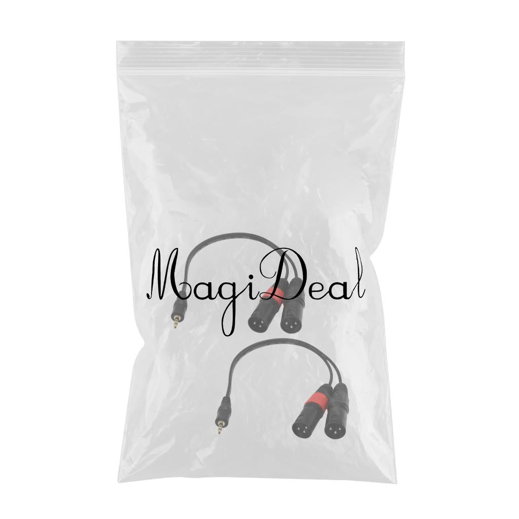2 Pieces 3.5 mm Stereo 1/8 to Dual Male XLR Splitter Patch Cable "