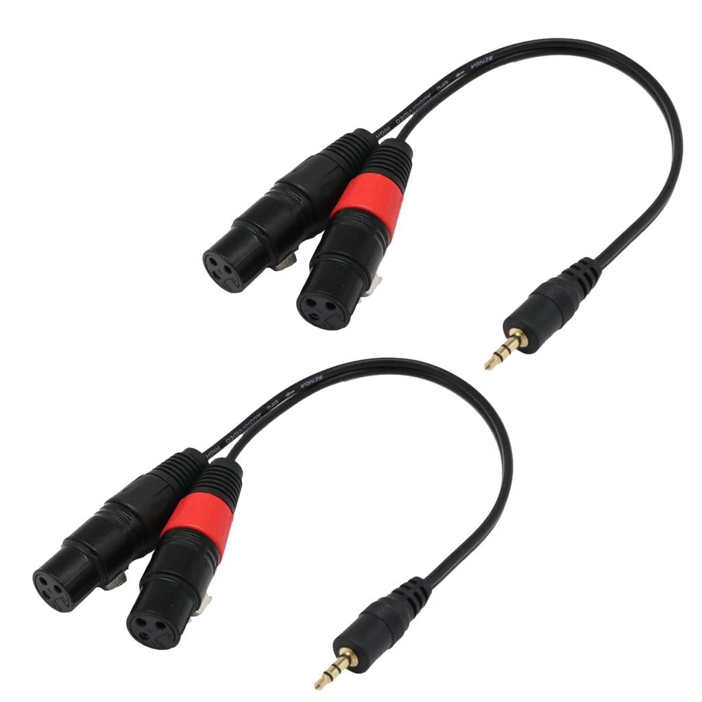 2 Pieces 3.5mm Mono Jack (PC/Laptop) to 2 XLR Female Cable Splitter
