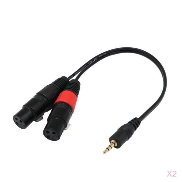 2 Pieces 3.5mm Mono Jack (PC/Laptop) to 2 XLR Female Cable Splitter