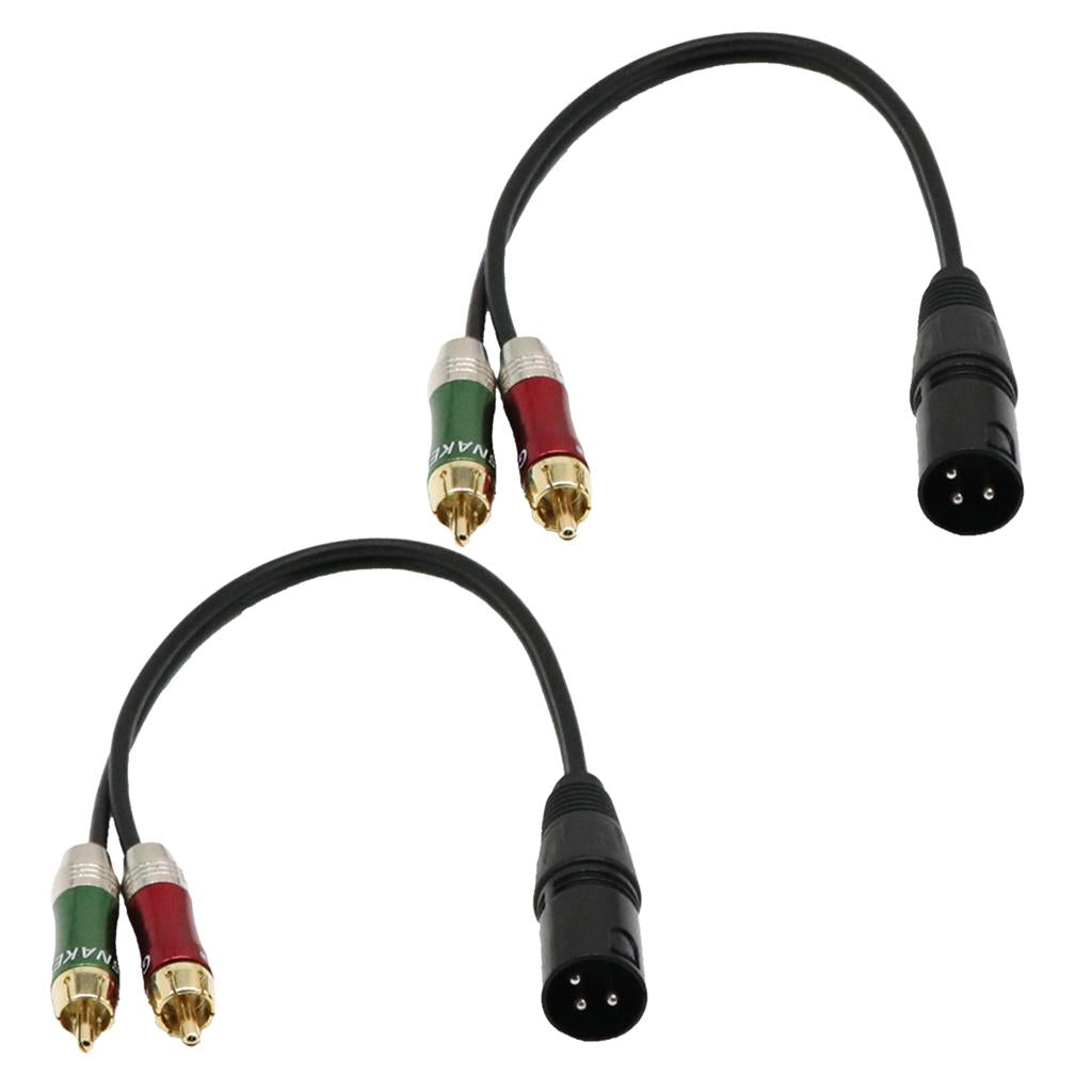 2 Pieces XLR Male to 2 x RCA Male Audio Cable 30cm