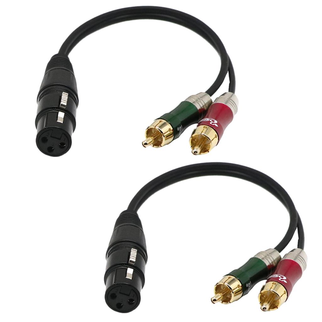 2 Pieces 1 XLR Female to 2 RCA Male Stereo Plug Adapter Cable