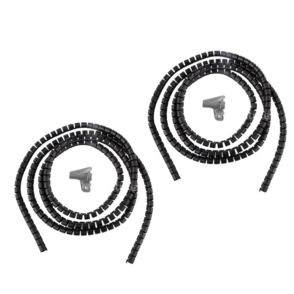 2 Pieces Flexible Spiral Tube Wrap Cable Organizer Management 10mm black