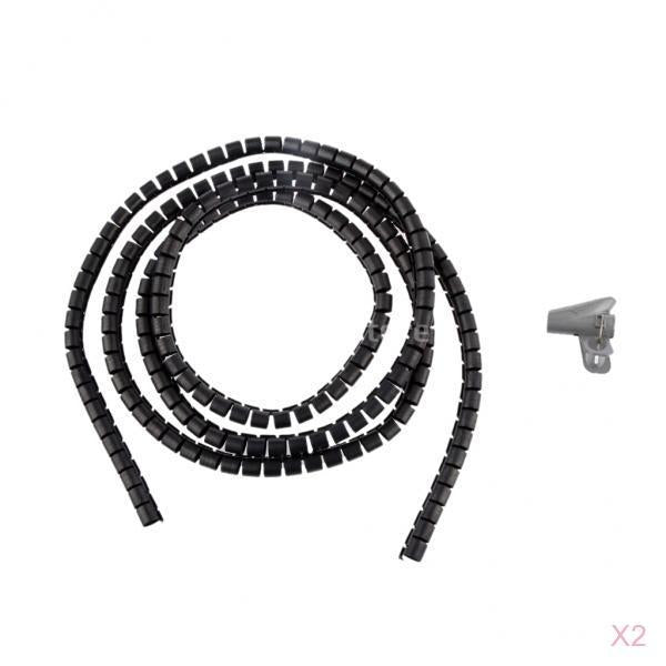 2 Pieces Flexible Spiral Tube Wrap Cable Organizer Management 10mm black