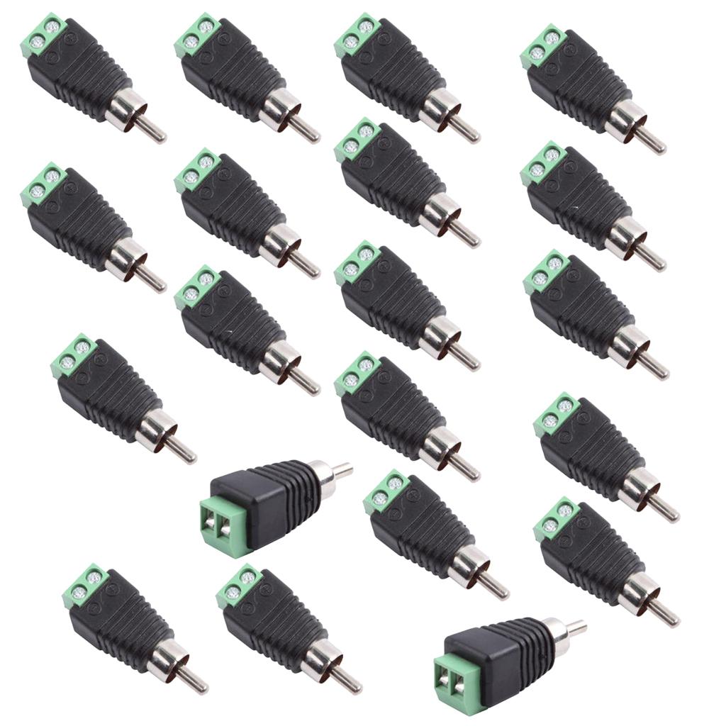 20 Pieces Speaker Wire cable to Audio Male RCA Connector Adapter Jack Plug